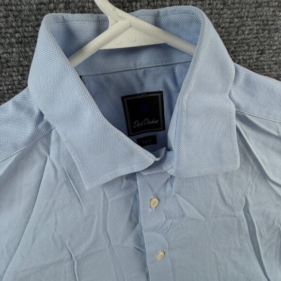 David Donahue Long Sleeve Button Up Shirt Men Cotton Trim Fit 16.5 34/35 Blue ** - Picture 7 of 16